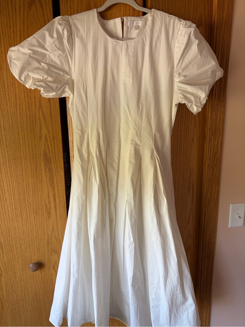 Women's White Puff Sleeve Midi Dress - Unbranded